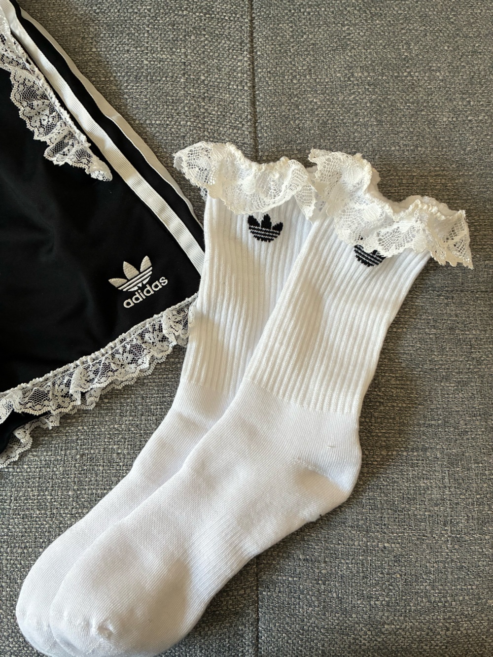 Adidas lace-trim crew socks
